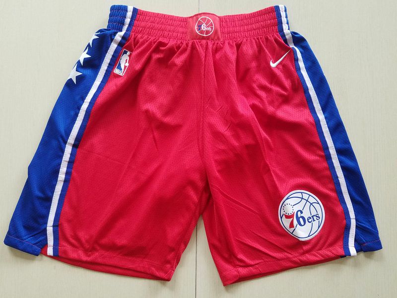 2018 Men NBA Nike Philadelphia 76ers red shorts->milwaukee bucks->NBA Jersey